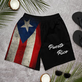 Puerto Rico Black Men's Athletic Long Shorts